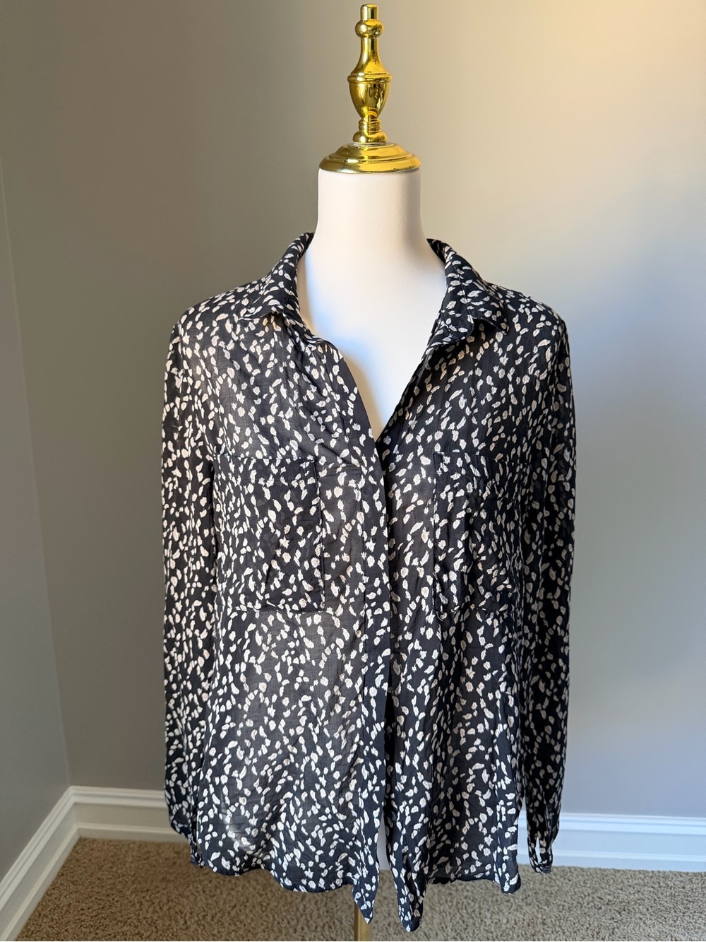 Cloth & Stone Black and White Abstract Print Button-Down Shirt